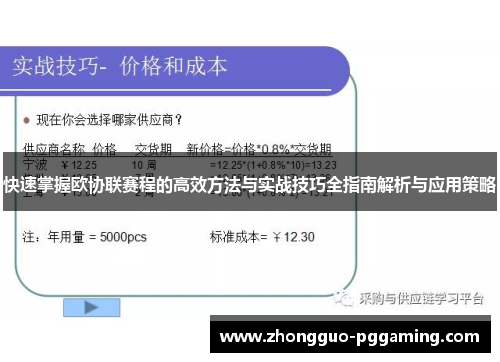 快速掌握欧协联赛程的高效方法与实战技巧全指南解析与应用策略