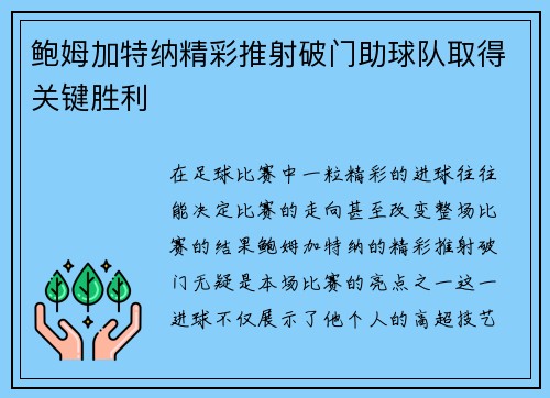 鲍姆加特纳精彩推射破门助球队取得关键胜利